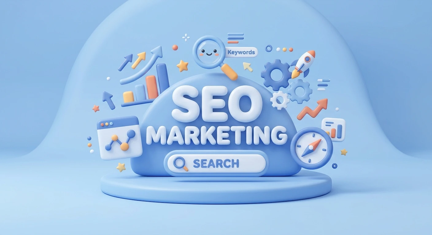 Decorative image showing SEO tools and techniques 