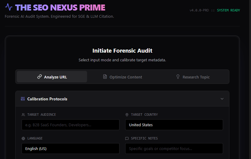 Projects Gallery: SEO Nexus, a tool to analyze webpages against target audience and keyword choice